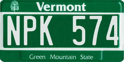 VT license plate NPK574
