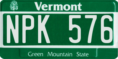 VT license plate NPK576
