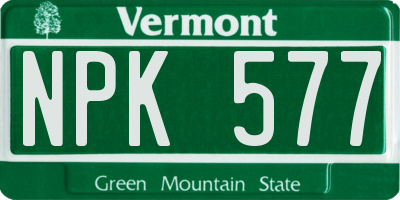 VT license plate NPK577