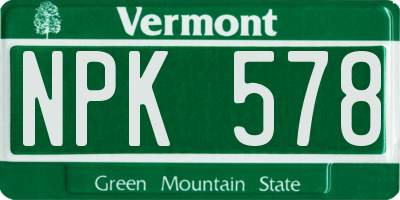 VT license plate NPK578