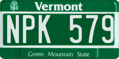 VT license plate NPK579
