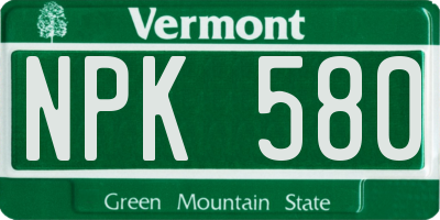 VT license plate NPK580