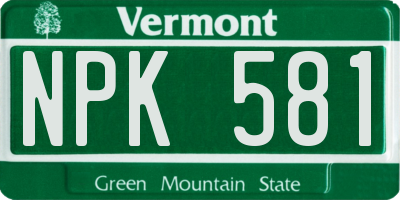 VT license plate NPK581