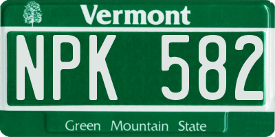 VT license plate NPK582
