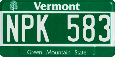 VT license plate NPK583