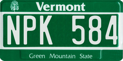 VT license plate NPK584