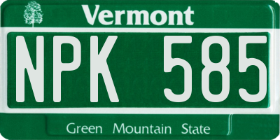 VT license plate NPK585