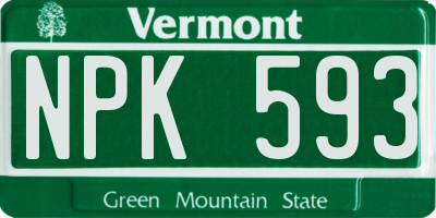 VT license plate NPK593