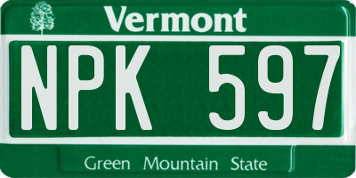 VT license plate NPK597
