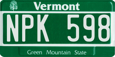 VT license plate NPK598