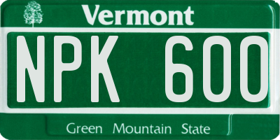 VT license plate NPK600