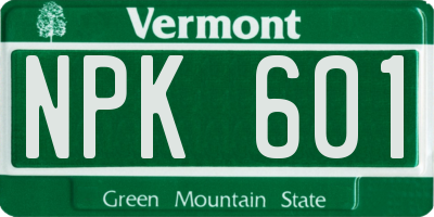 VT license plate NPK601
