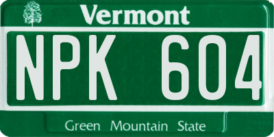 VT license plate NPK604