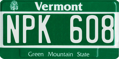 VT license plate NPK608