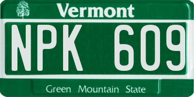VT license plate NPK609