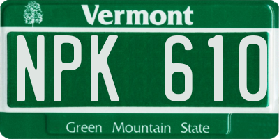 VT license plate NPK610