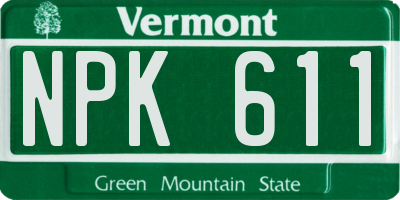 VT license plate NPK611
