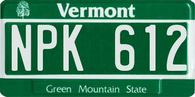 VT license plate NPK612