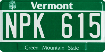 VT license plate NPK615