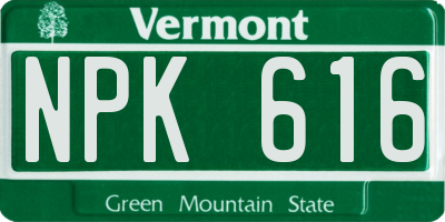 VT license plate NPK616