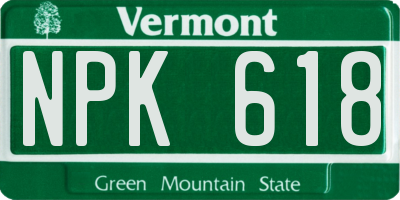 VT license plate NPK618