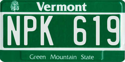 VT license plate NPK619
