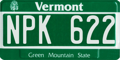 VT license plate NPK622