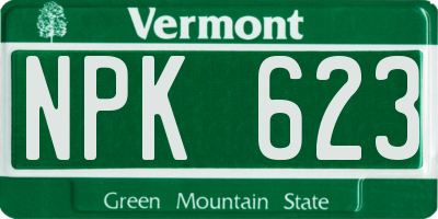 VT license plate NPK623