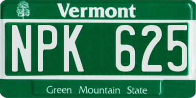 VT license plate NPK625