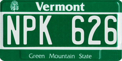 VT license plate NPK626
