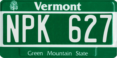 VT license plate NPK627