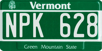 VT license plate NPK628