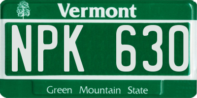VT license plate NPK630
