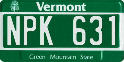 VT license plate NPK631