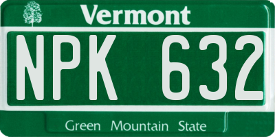 VT license plate NPK632