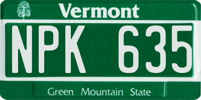 VT license plate NPK635