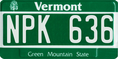 VT license plate NPK636