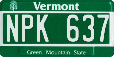 VT license plate NPK637