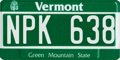 VT license plate NPK638