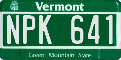 VT license plate NPK641