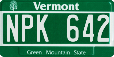 VT license plate NPK642