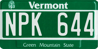 VT license plate NPK644