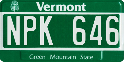VT license plate NPK646