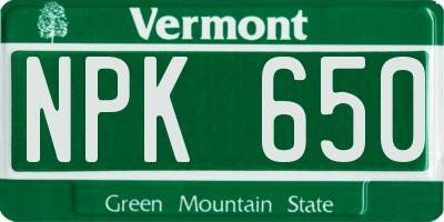 VT license plate NPK650