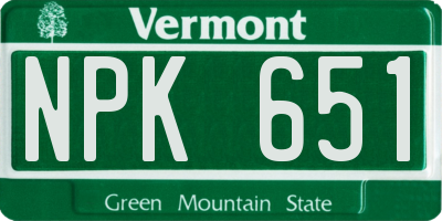 VT license plate NPK651