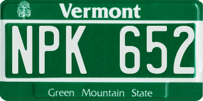 VT license plate NPK652