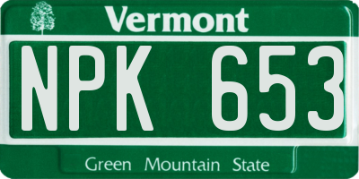 VT license plate NPK653