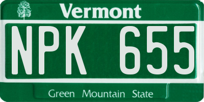 VT license plate NPK655