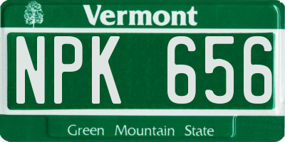 VT license plate NPK656
