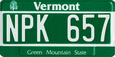 VT license plate NPK657